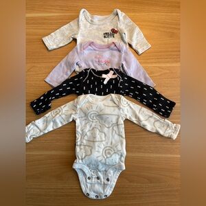 4 piece assorted long sleeve newborn onesies